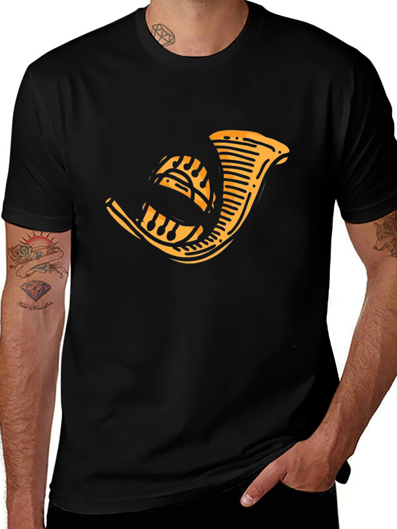 Hunting Horn Graphic T-Shirt - Black