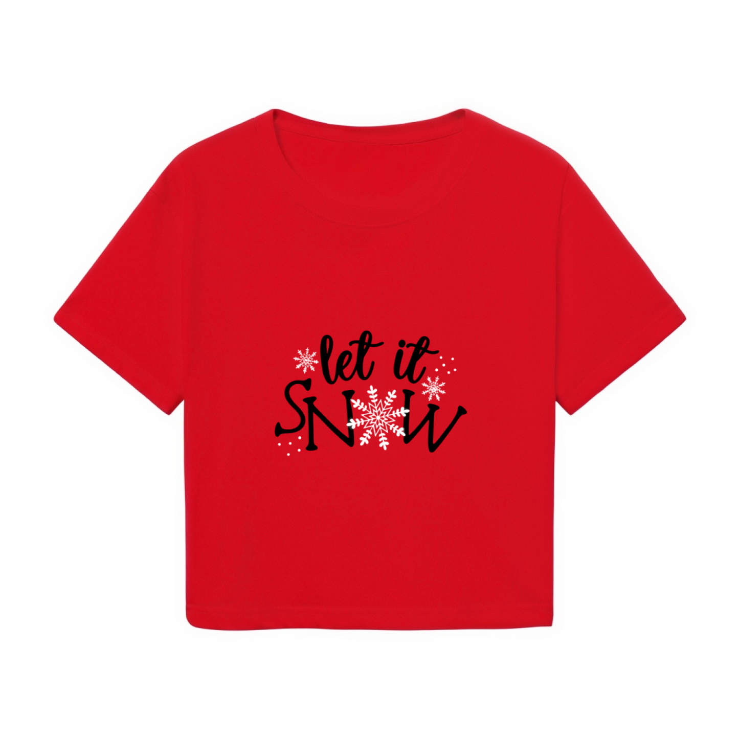 Let It Snow Bold Black Font Christmas Red Crop Top