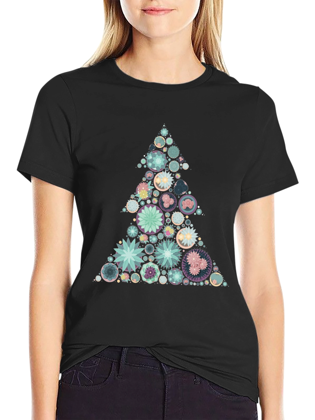 Geometric Christmas Tree Graphic Tee