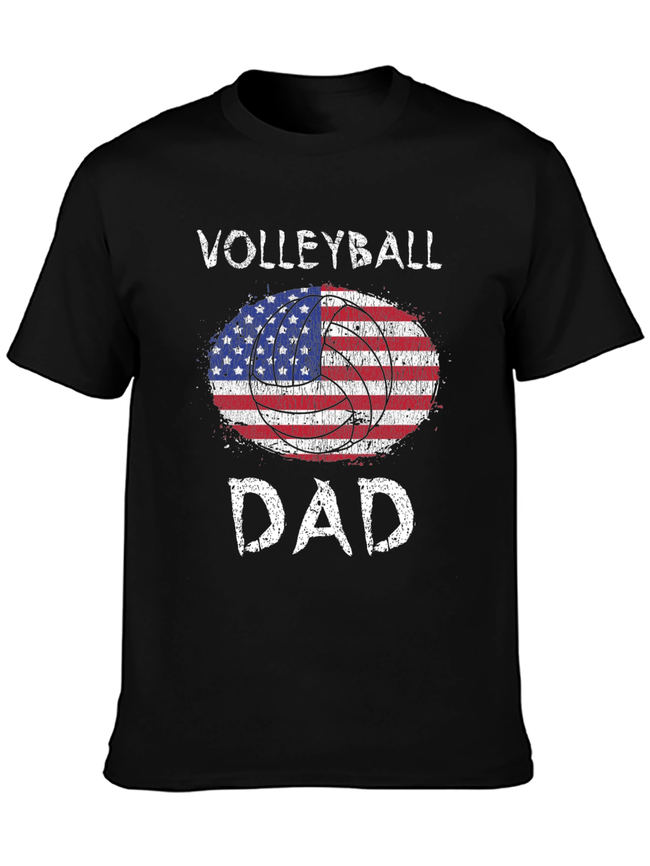 Volleyball Dad USA Flag Graphic T-Shirt