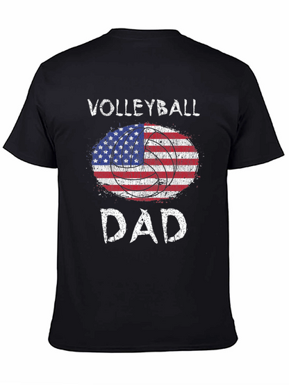Volleyball Dad USA Flag Graphic T-Shirt
