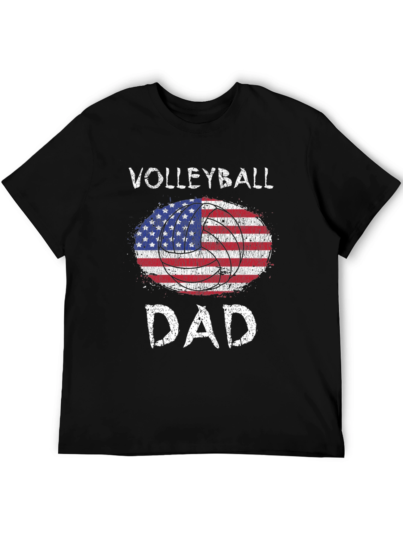 Volleyball Dad USA Flag Graphic T-Shirt