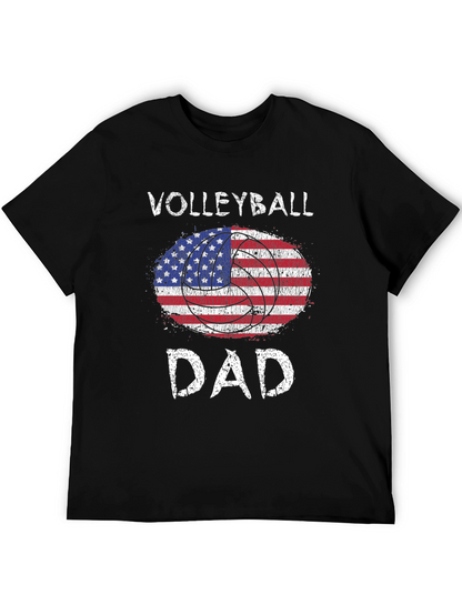 Volleyball Dad USA Flag Graphic T-Shirt