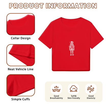 Classic Nutcracker Soldier X?Mas Red Crop Top