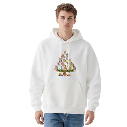Stylish Pullover Hoodie - Christmas Bunny Tree