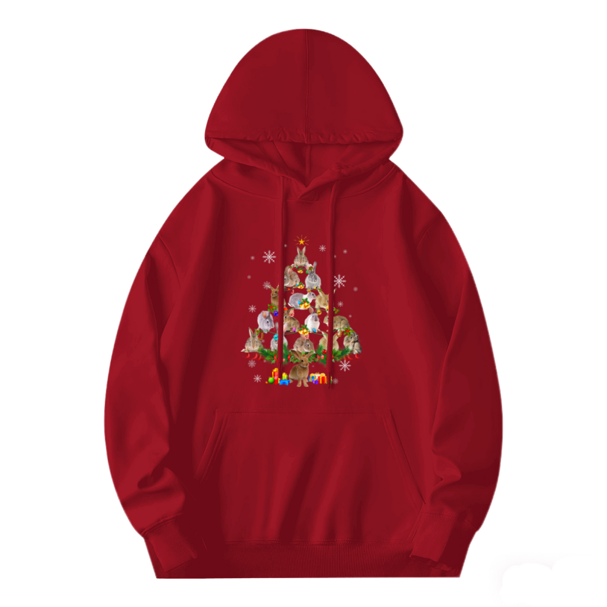Stylish Pullover Hoodie - Christmas Bunny Tree