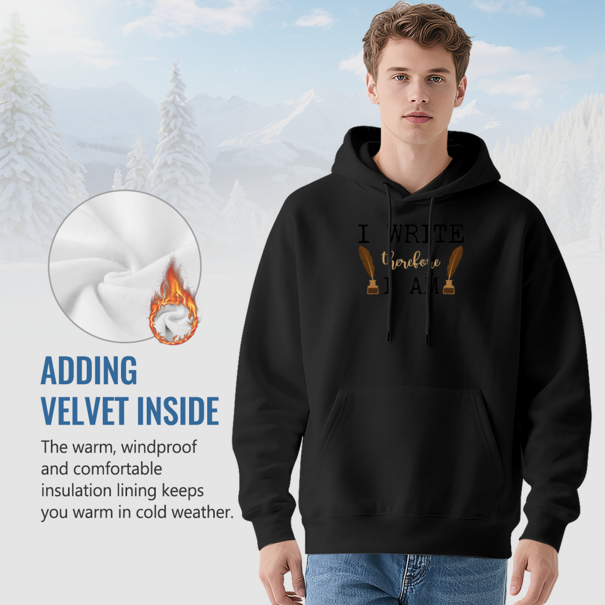 Unisex Graphic Hoodie - Phrase Write Therefore