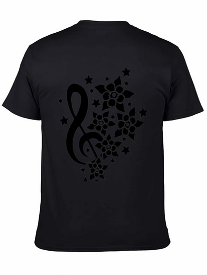 Floral Music T-Shirt - Stylish Black Graphic Tee
