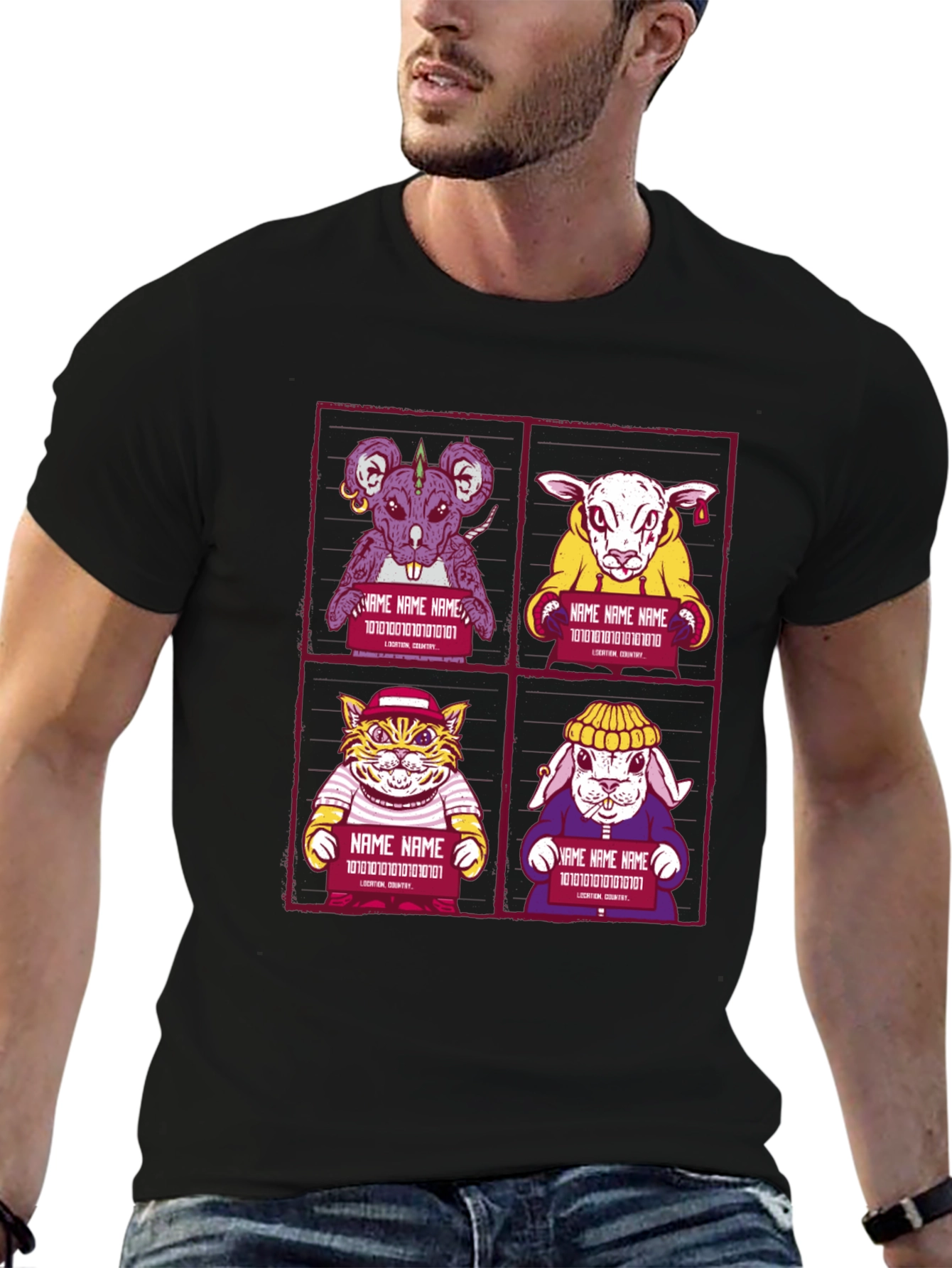 Animal Mugshot T-Shirt - Cool Graphic Tee