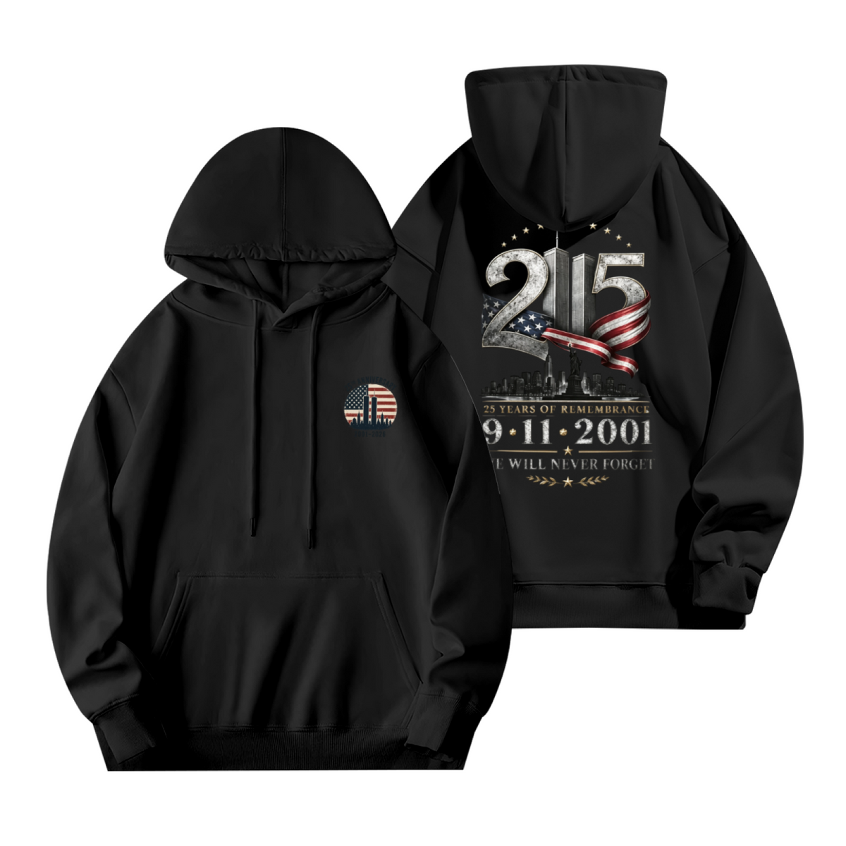 25 Years Of Remembrance 9?11?2001 Memorial Double?Sided Hoodie