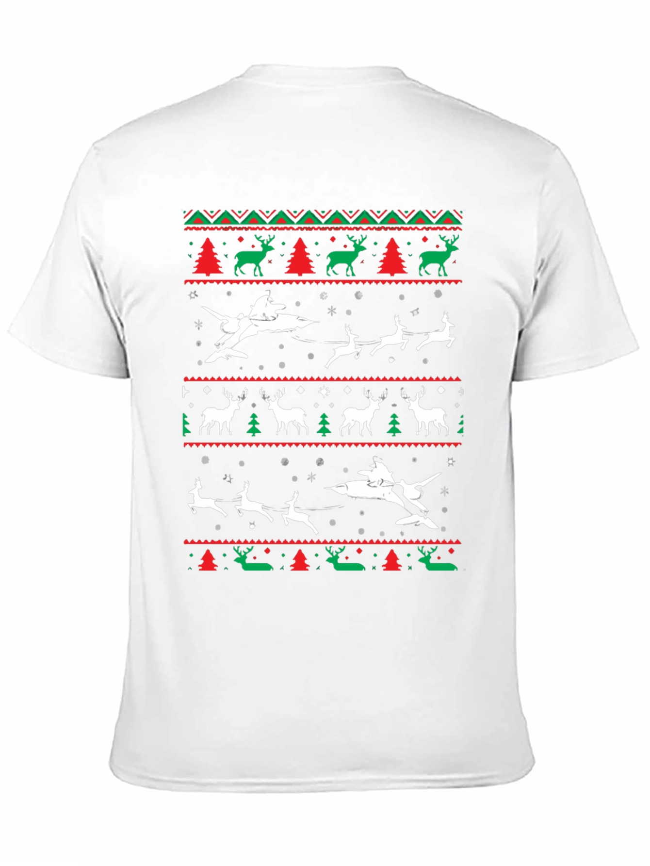 Festive Christmas Airplane & Reindeer Novelty T-Shirt