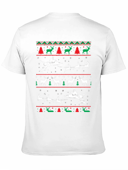 Festive Christmas Airplane & Reindeer Novelty T-Shirt