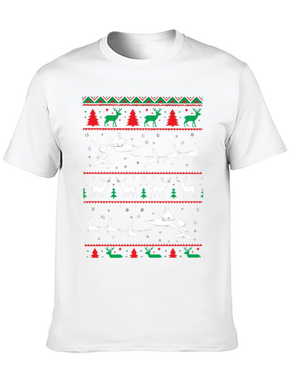 Festive Christmas Airplane & Reindeer Novelty T-Shirt