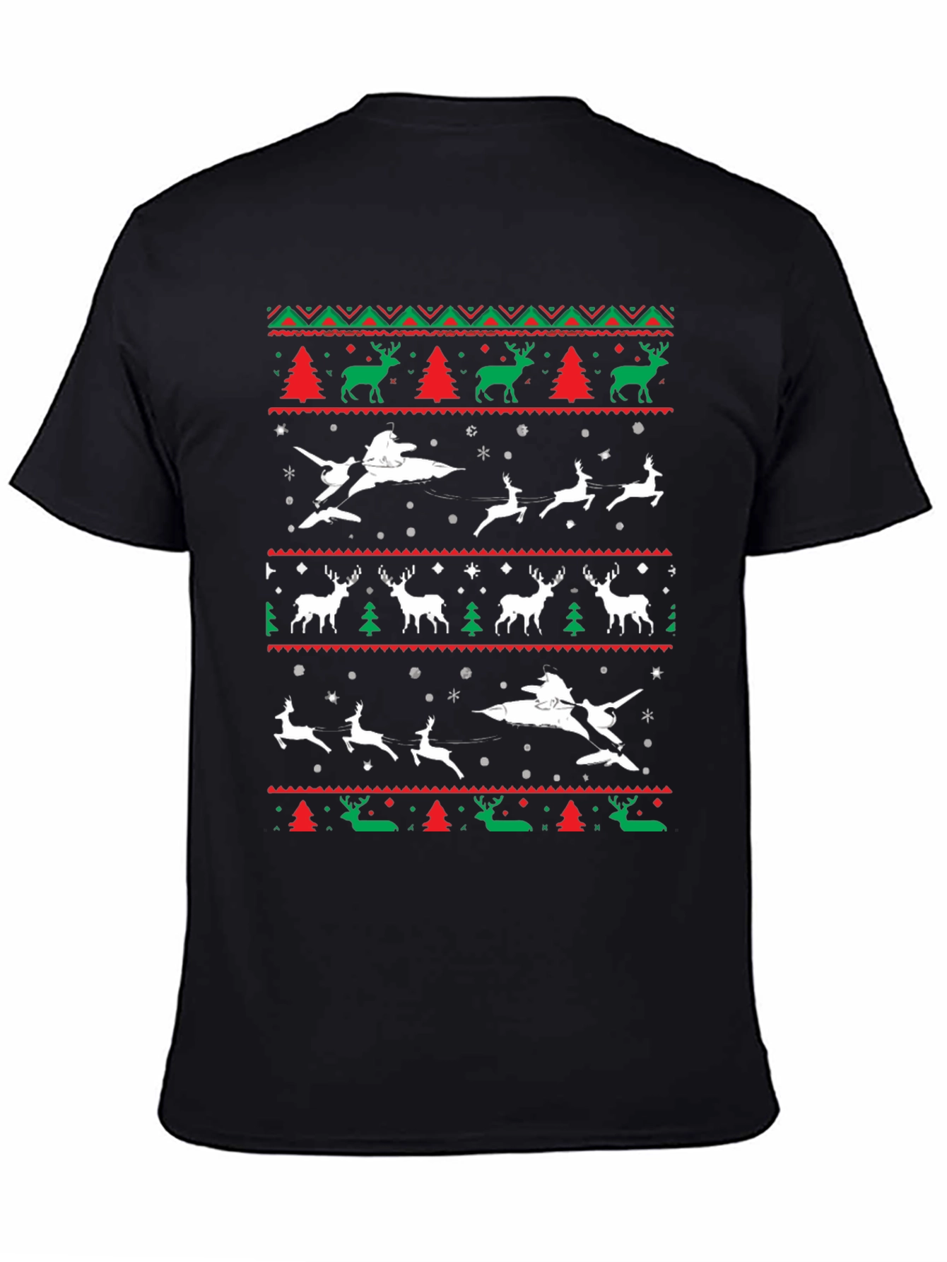 Festive Christmas Airplane & Reindeer Novelty T-Shirt