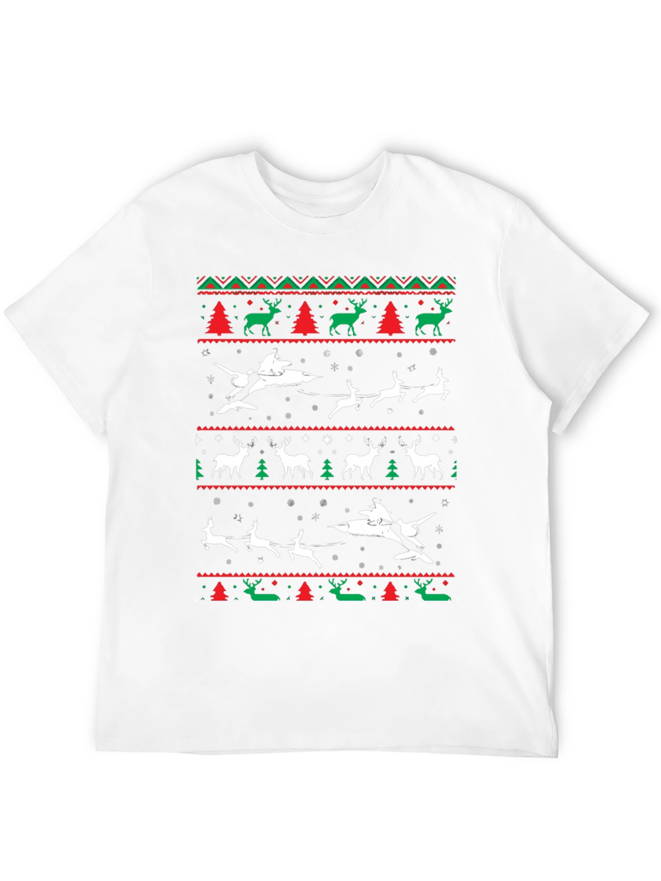 Festive Christmas Airplane & Reindeer Novelty T-Shirt