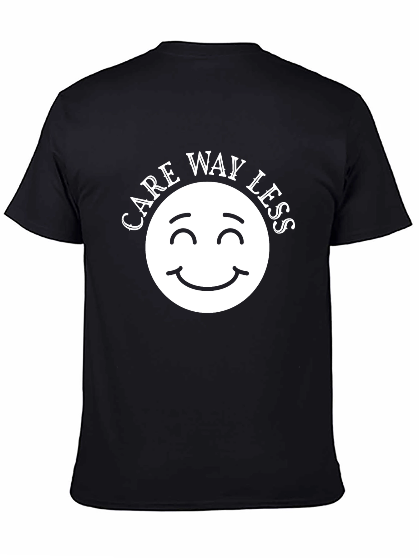 Care Way Less Graphic T-Shirt - Black Crew Neck