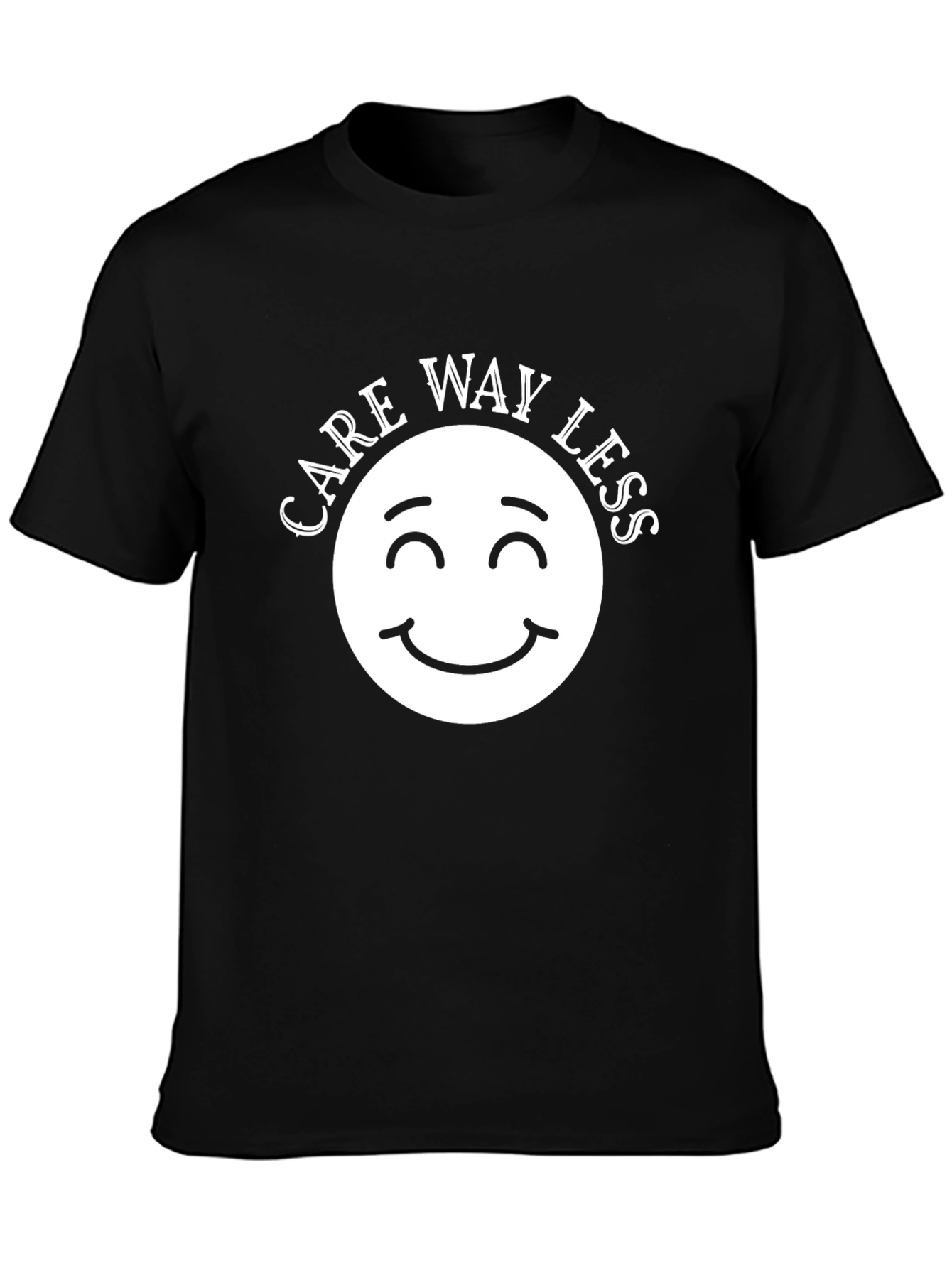 Care Way Less Graphic T-Shirt - Black Crew Neck