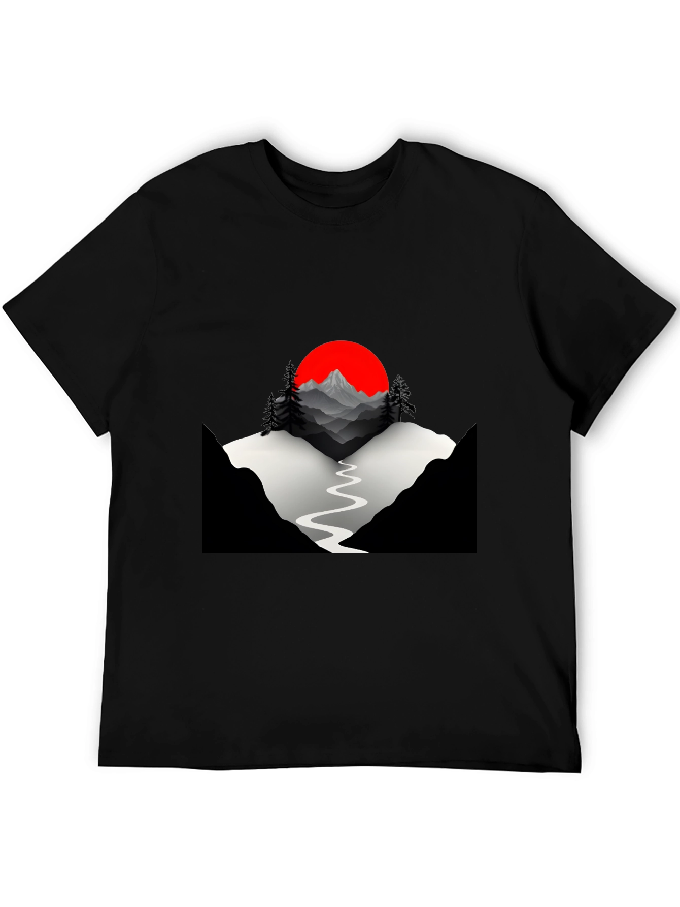 Mountains & Sun Graphic Tee - Black