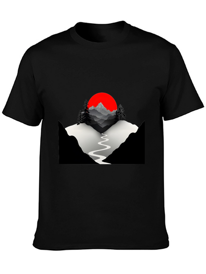 Mountains & Sun Graphic Tee - Black