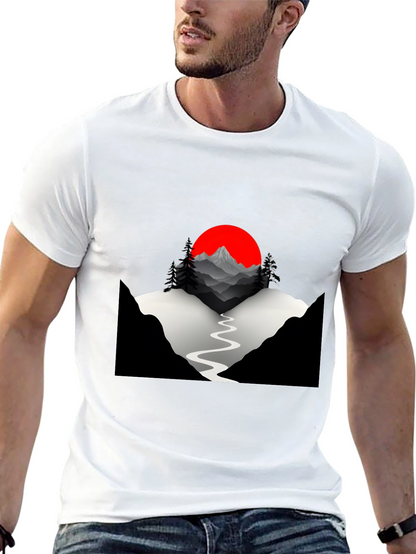 Mountains & Sun Graphic Tee - Black