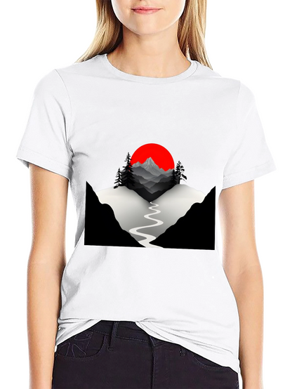 Mountains & Sun Graphic Tee - Black