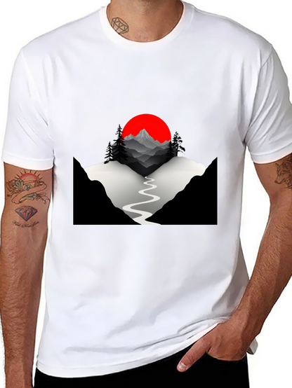 Mountains & Sun Graphic Tee - Black