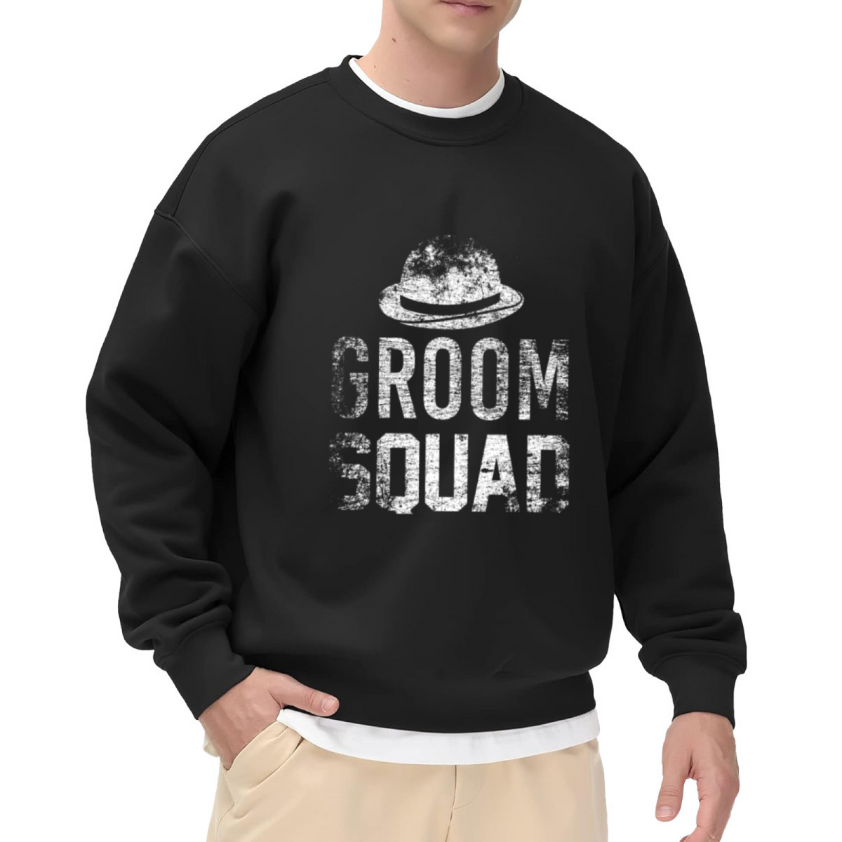 Groom Squad Sweatshirt - Retro Hat Bachelor Party Crewneck, Wedding Party Pullover, Best Man Groomsman Gift Sweatshirt, Wedding Crew Top