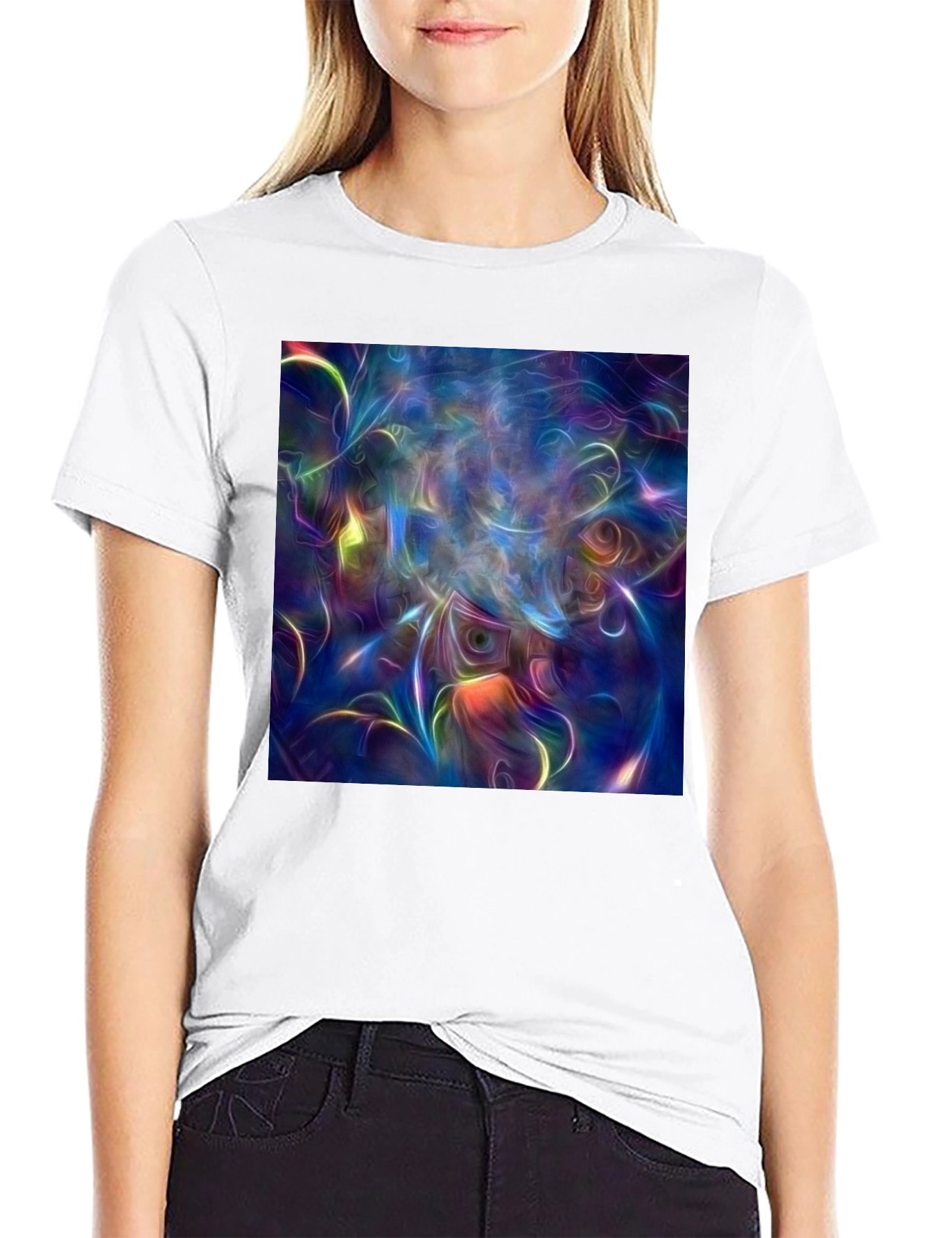 Surreal Art Print Black Cotton T-Shirt