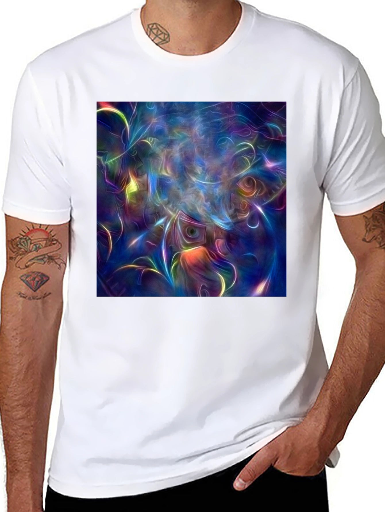 Surreal Art Print Black Cotton T-Shirt