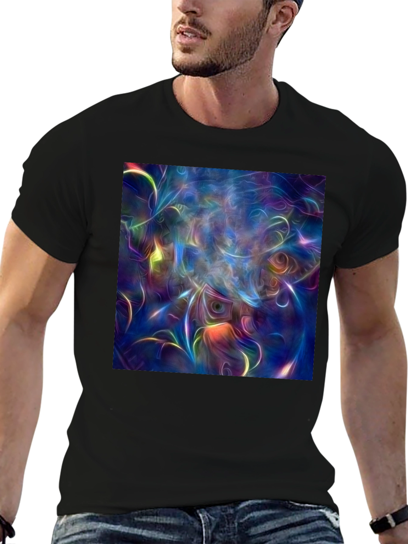 Surreal Art Print Black Cotton T-Shirt