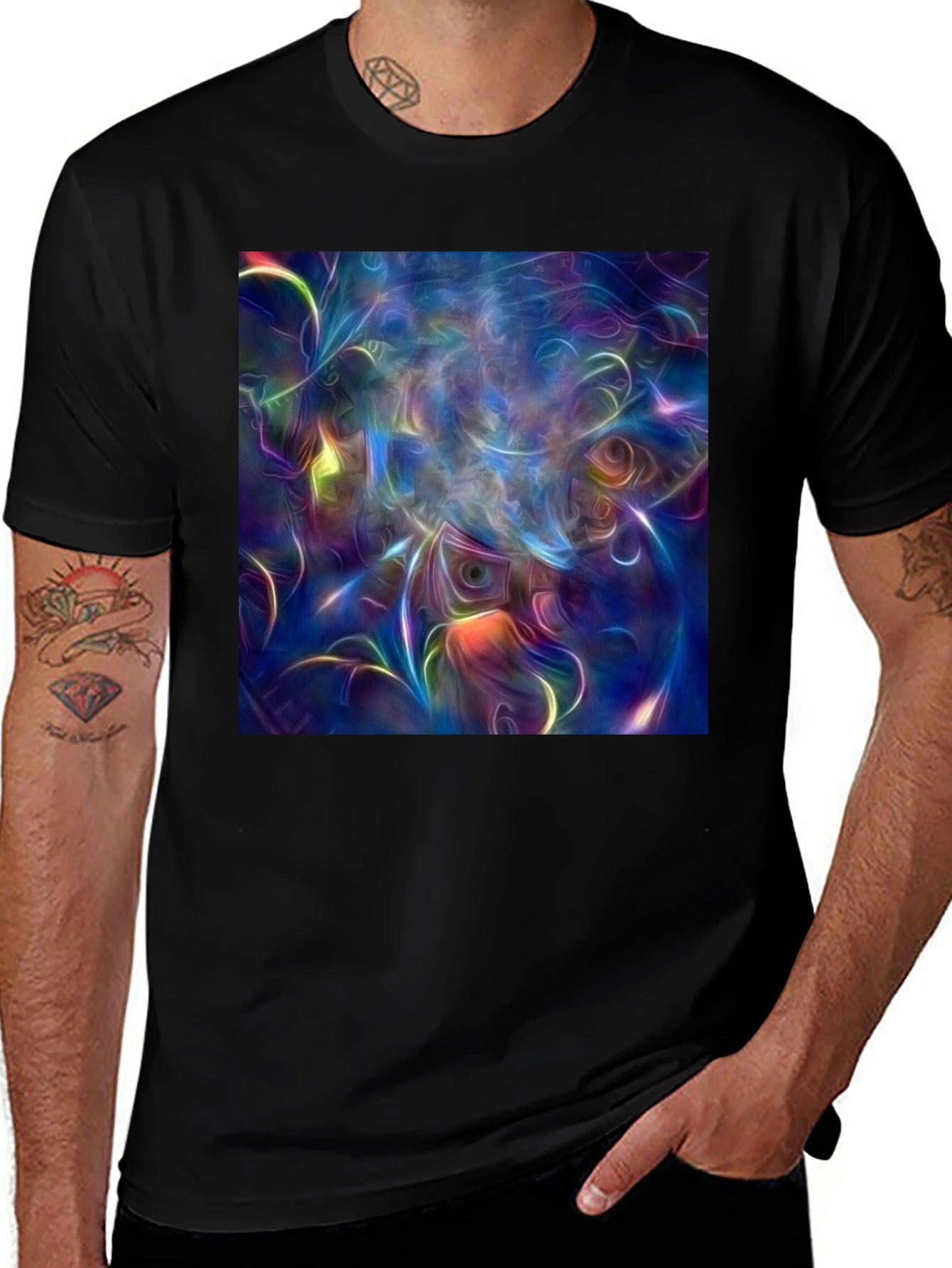 Surreal Art Print Black Cotton T-Shirt