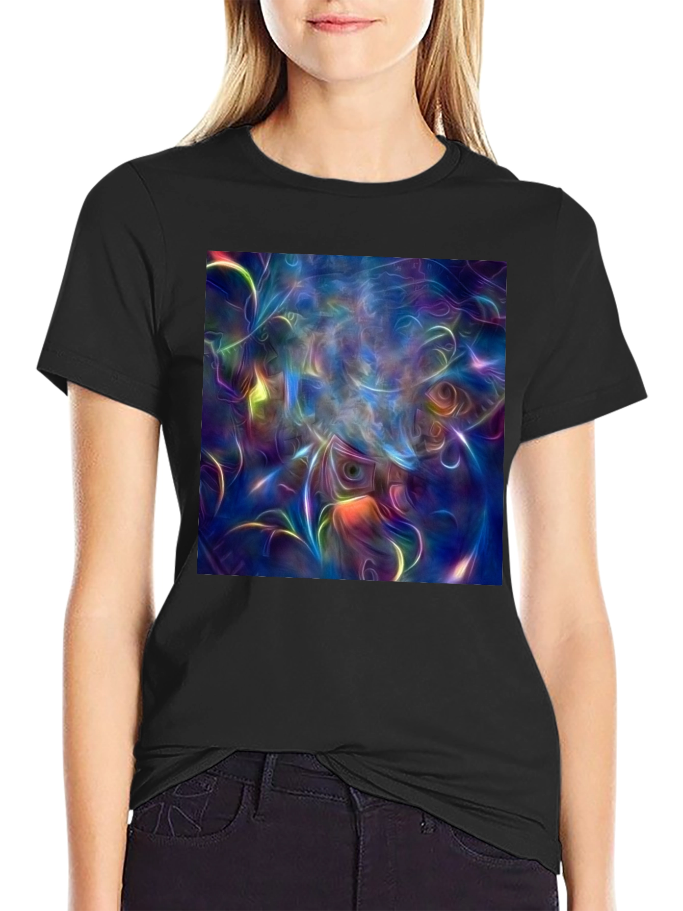 Surreal Art Print Black Cotton T-Shirt