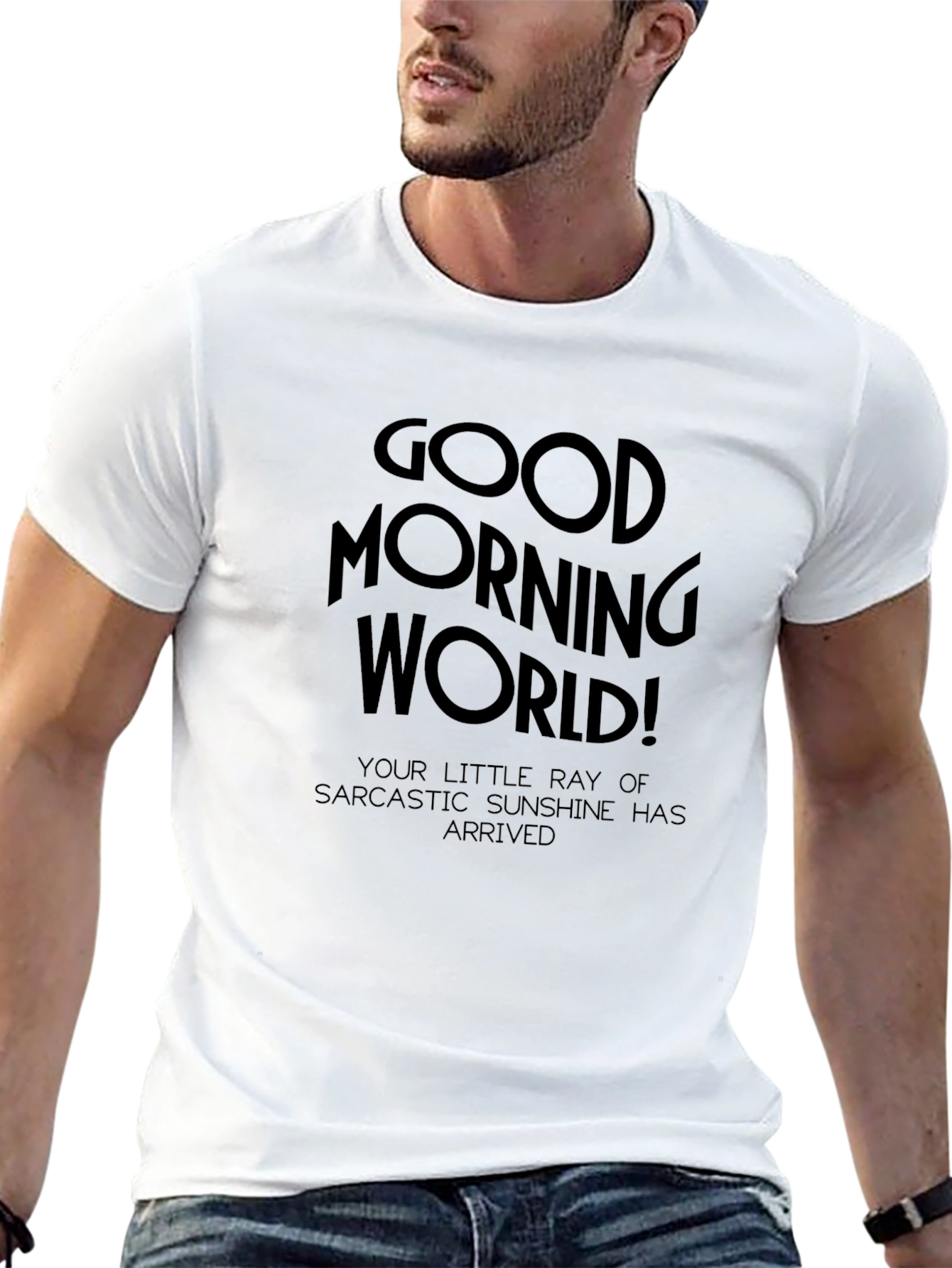Good Morning World Sarcastic Sunshine Black T-Shirt