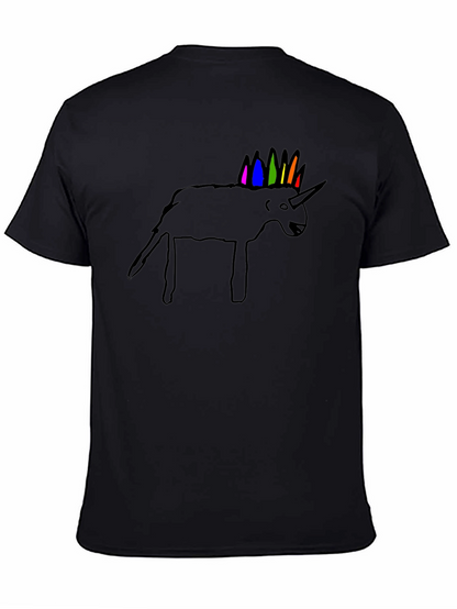 Unicorn Line Art Black T-Shirt
