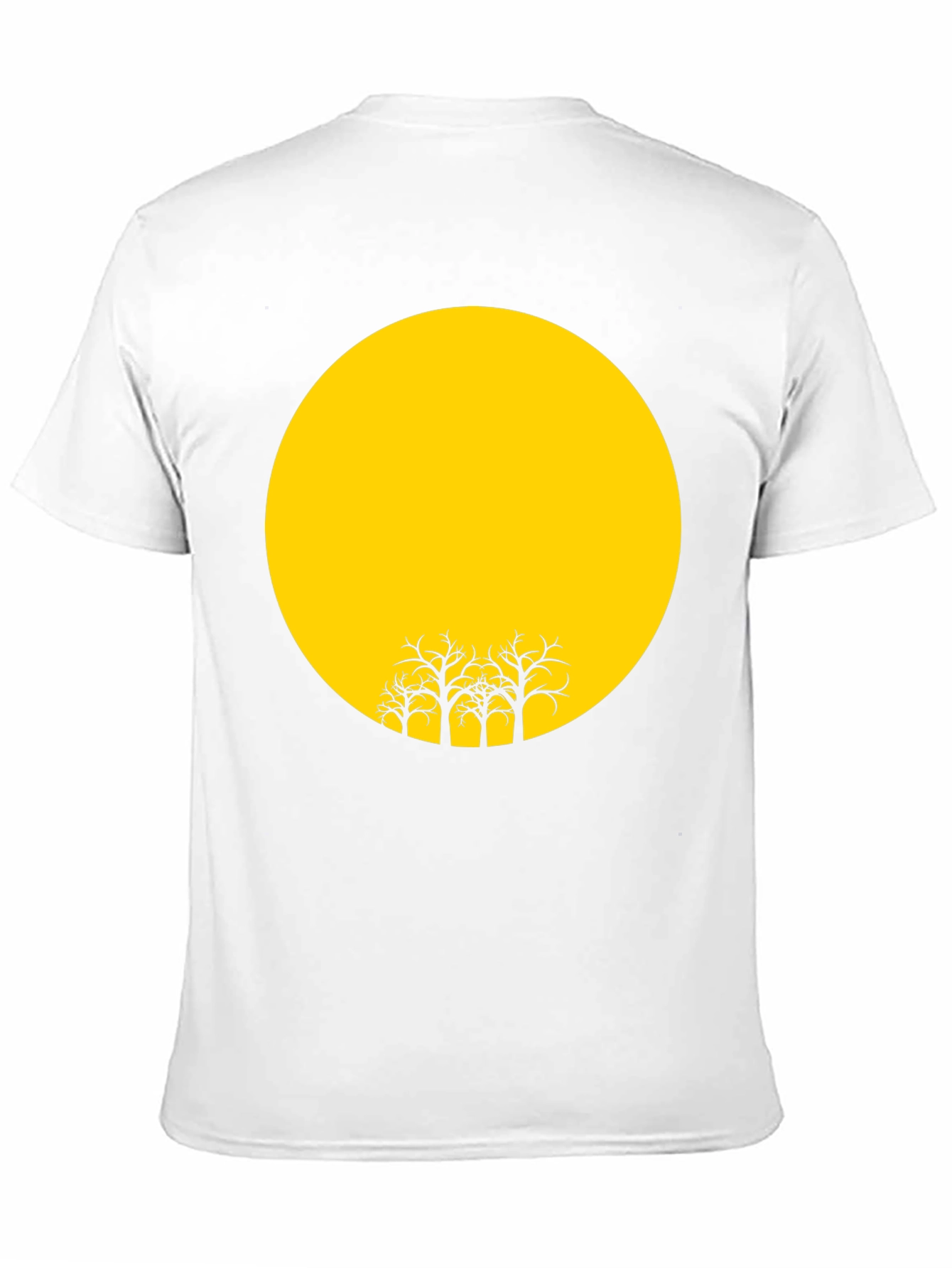 Black T-Shirt with Yellow Moon and Silhouetted Trees