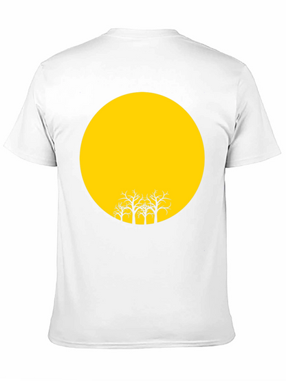 Black T-Shirt with Yellow Moon and Silhouetted Trees