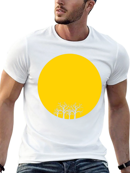 Black T-Shirt with Yellow Moon and Silhouetted Trees
