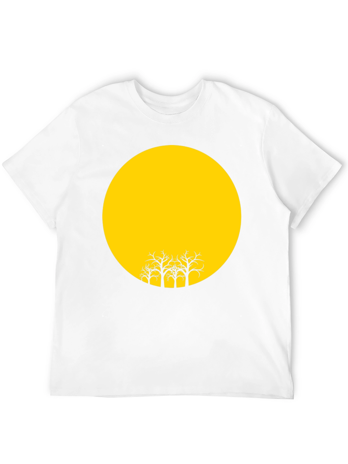 Black T-Shirt with Yellow Moon and Silhouetted Trees
