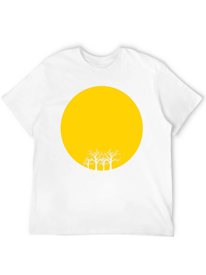 Black T-Shirt with Yellow Moon and Silhouetted Trees