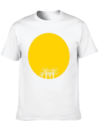 Black T-Shirt with Yellow Moon and Silhouetted Trees