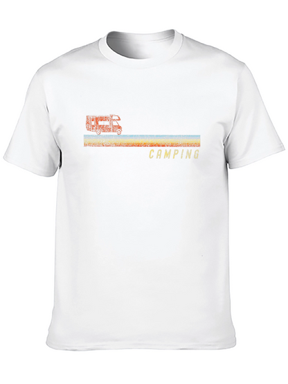 Retro Camping T-Shirt - Black Short Sleeve
