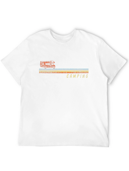 Retro Camping T-Shirt - Black Short Sleeve