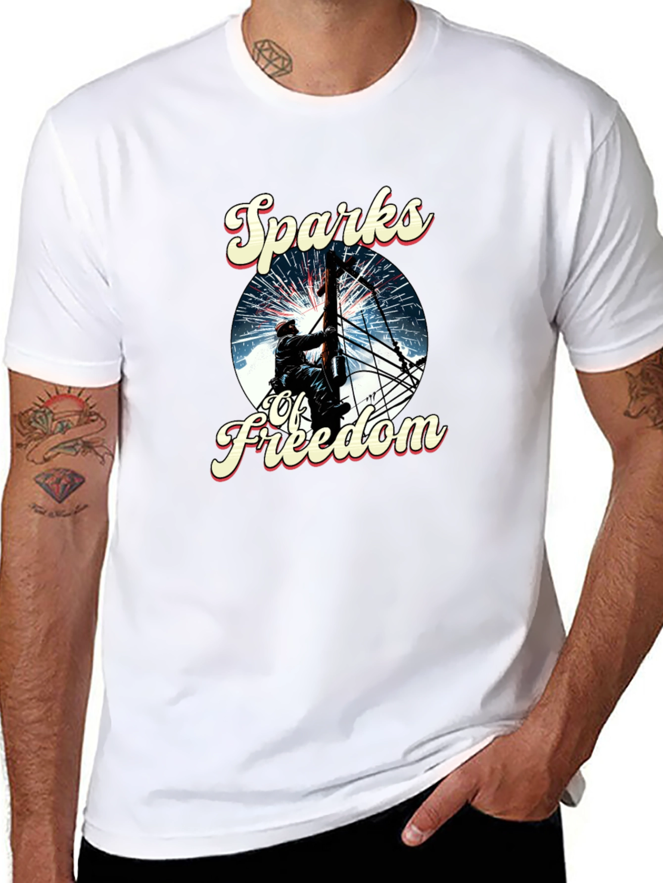 Sparks of Freedom Patriotic Graphic T-Shirt