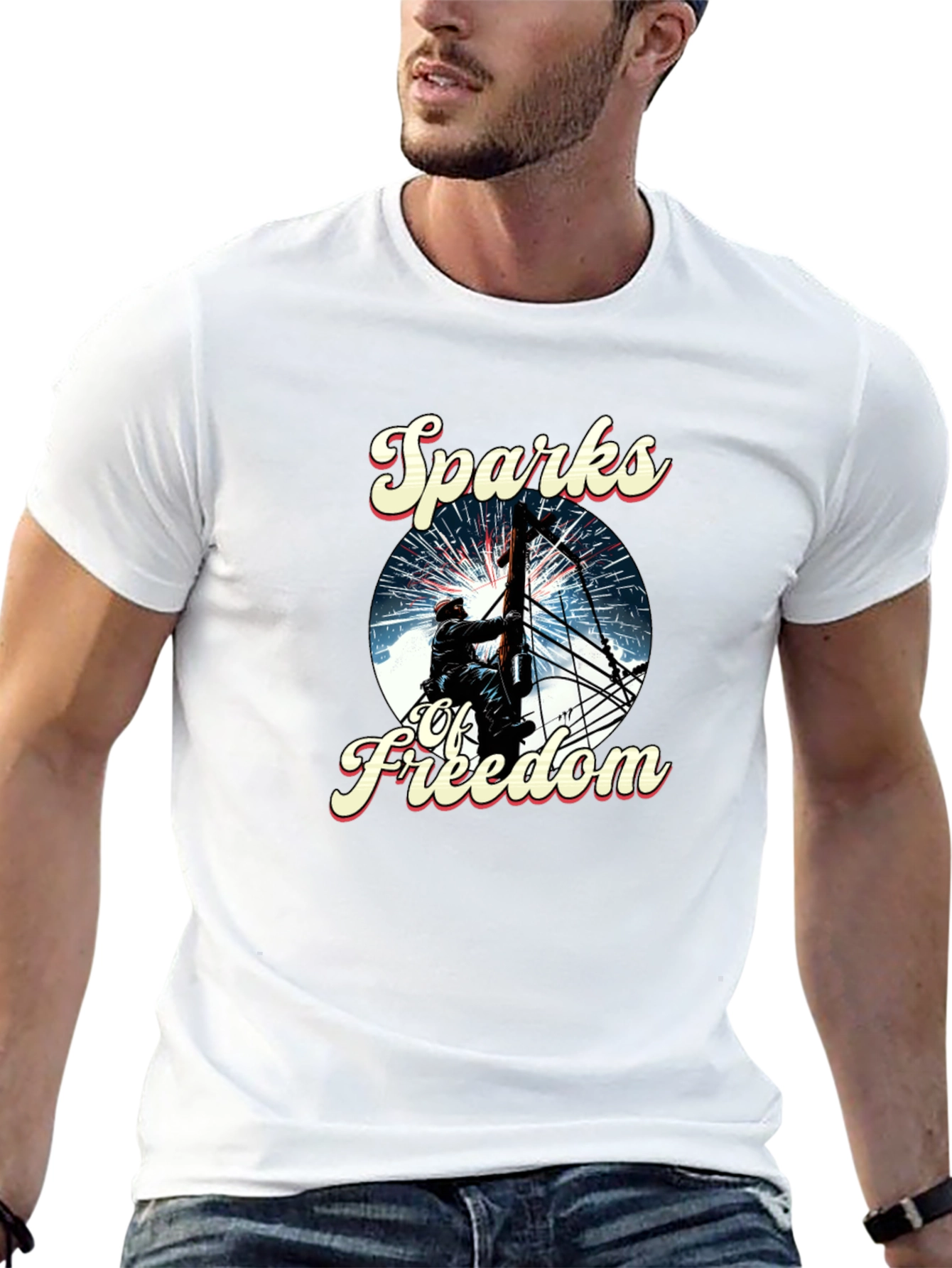 Sparks of Freedom Patriotic Graphic T-Shirt