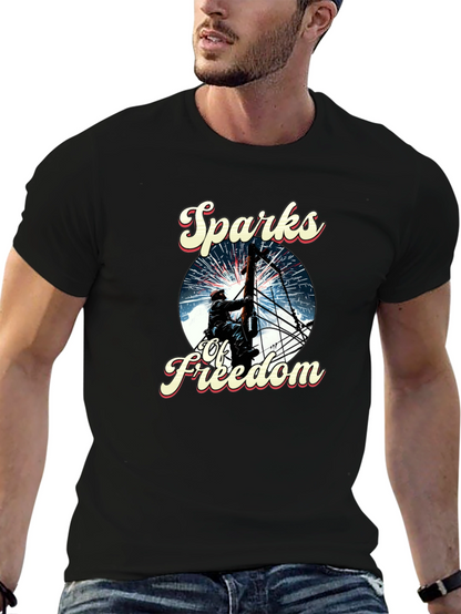 Sparks of Freedom Patriotic Graphic T-Shirt