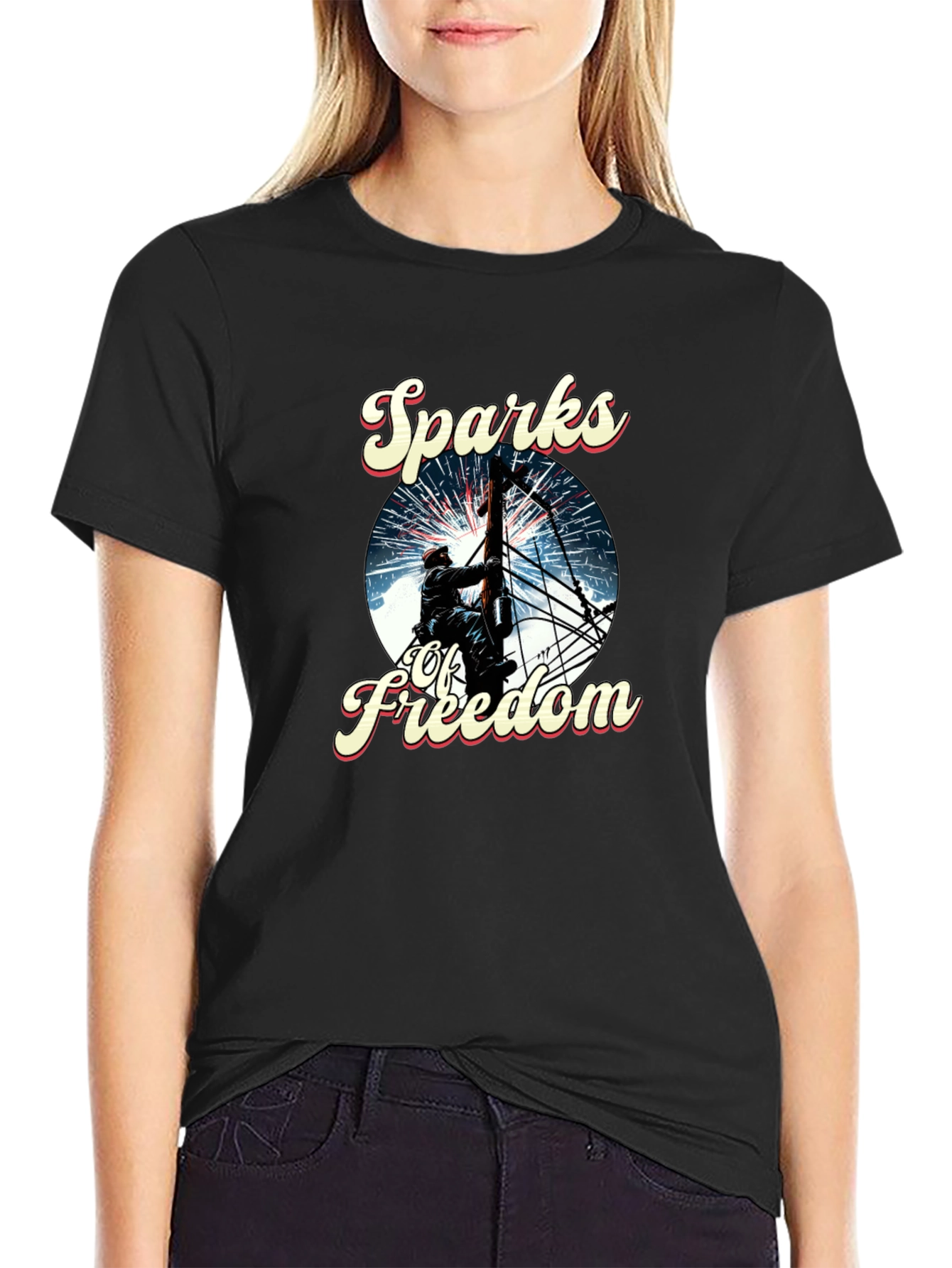 Sparks of Freedom Patriotic Graphic T-Shirt