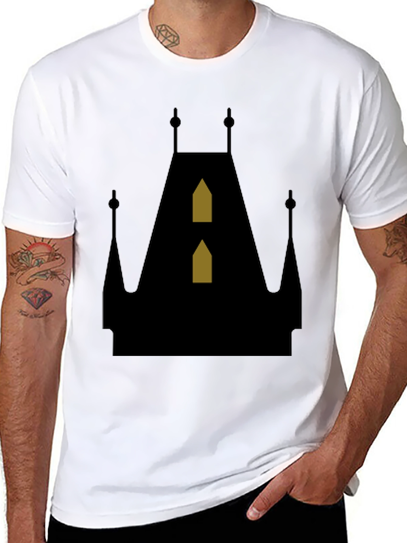 Gothic Castle Silhouette T-Shirt - Unique Design
