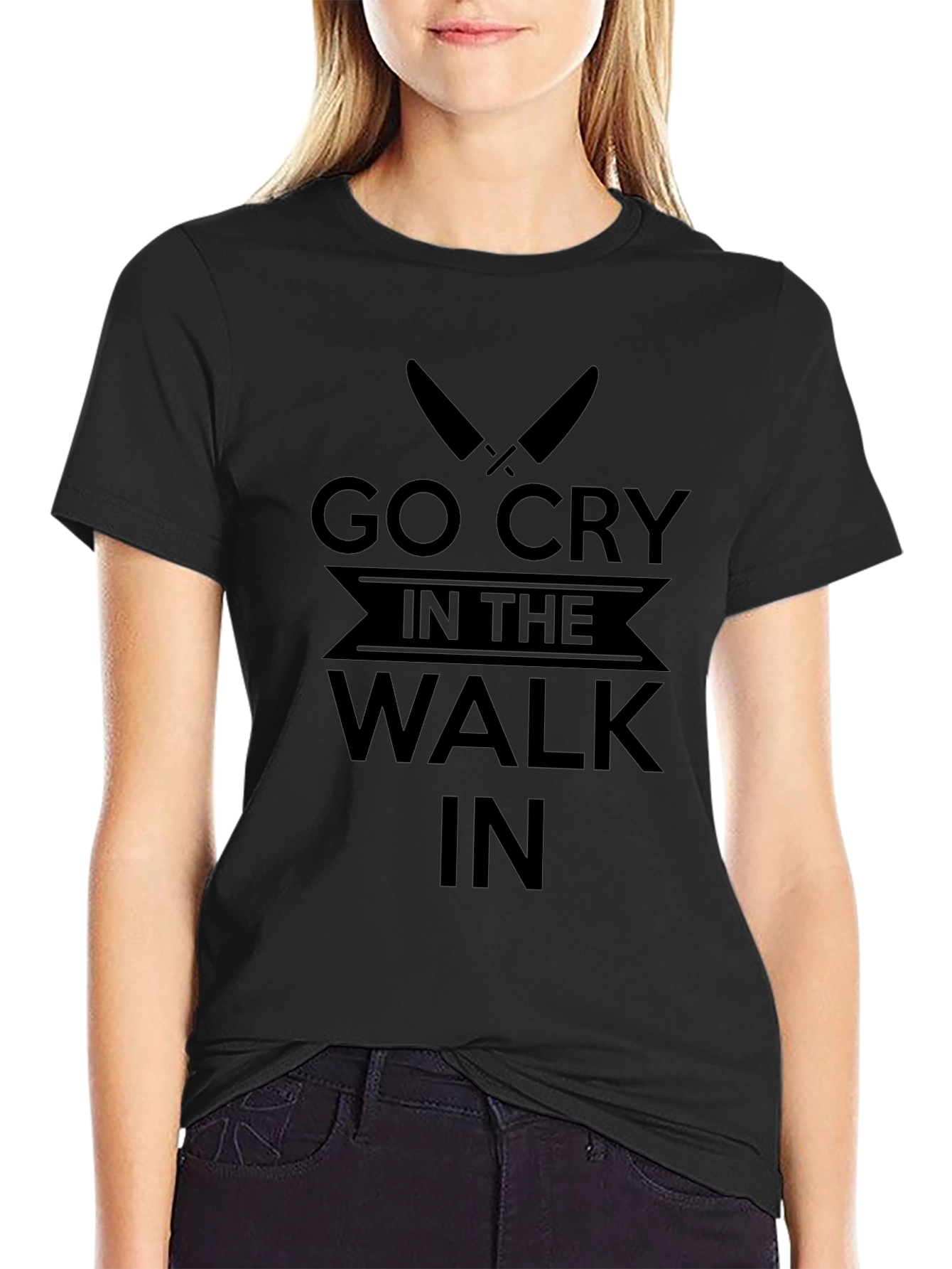 Go Cry in the Walk In Black Graphic Tee