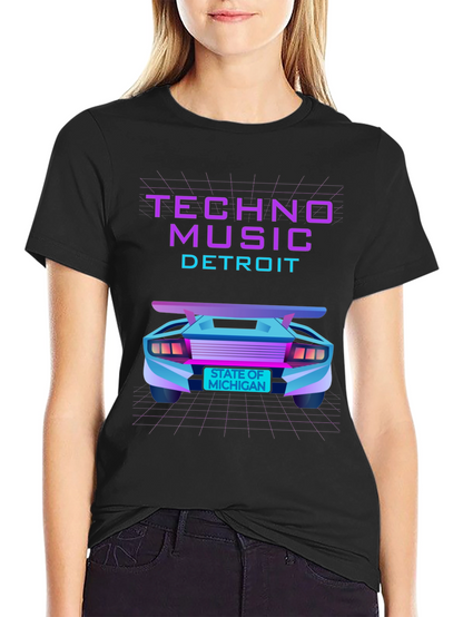 Techno Music Detroit T-Shirt - Retro Car Design