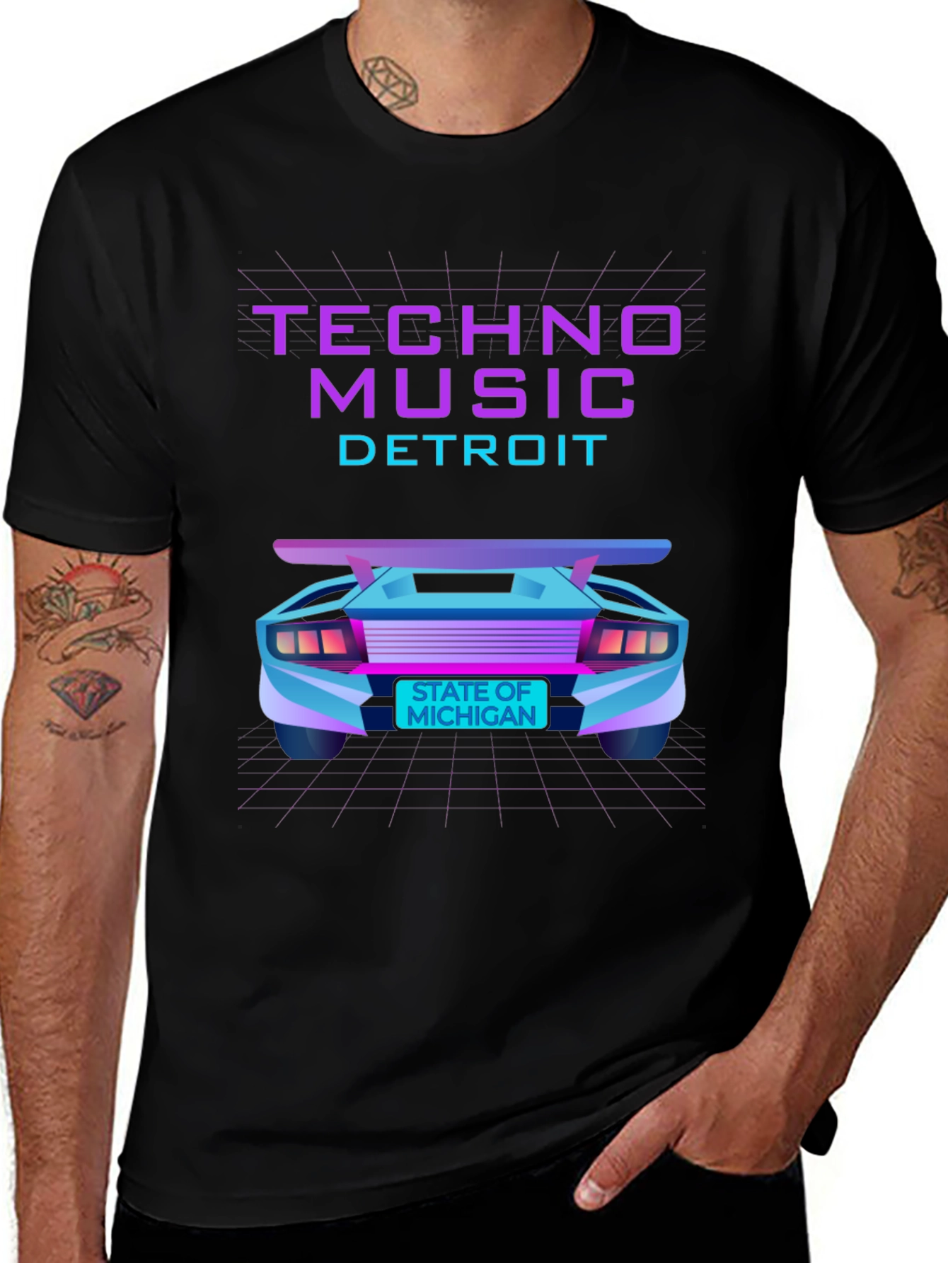 Techno Music Detroit T-Shirt - Retro Car Design